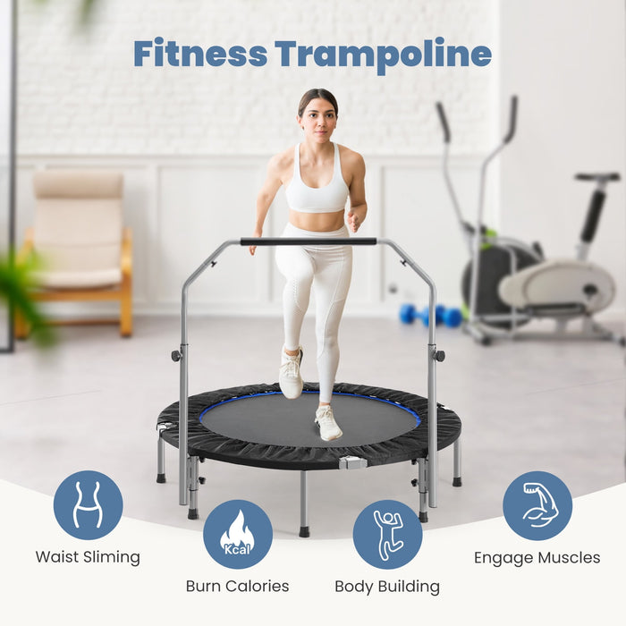 GIANNA 40" Collapsible Mini Trampoline, 330lbs Maximum Load Capacity, with Foam Handles, Exercise Trampoline Suitable for Adult Fitness, Kids, Indoor Outdoor, Blue - open_box