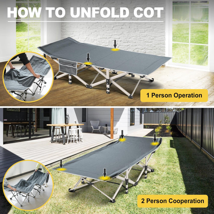 Slendor Folding Camping Cot With Mattress Black,Max Load 800lbs Cots for Sleeping Camp Cots for Adults Kids Teenage Portable Travel Camp Cot - open_box