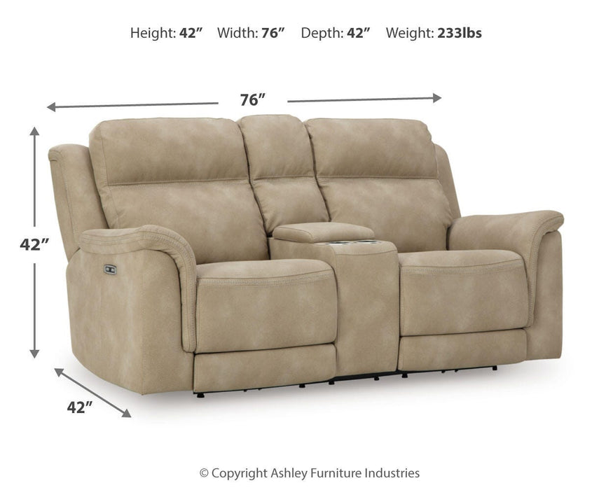 Next-Gen Durapella Sand Next-Gen Durapella Power Reclining Loveseat with Console