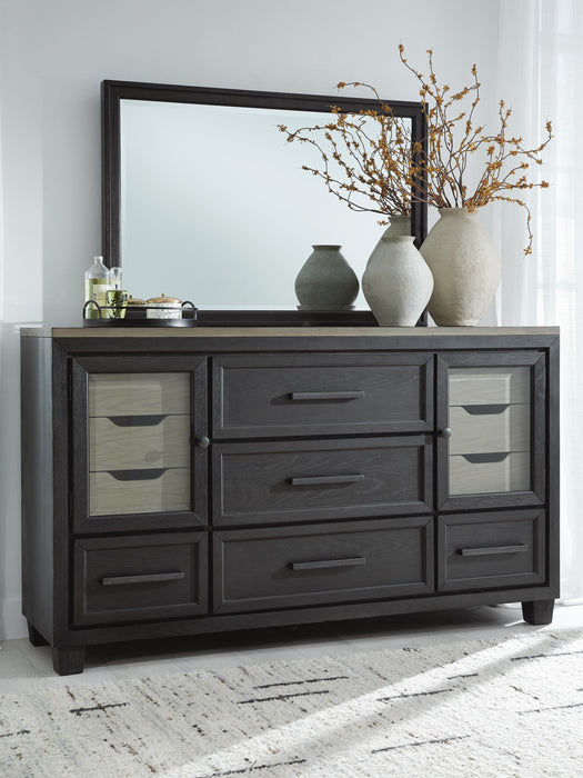 Foyland Black/Brown Foyland Dresser and Mirror