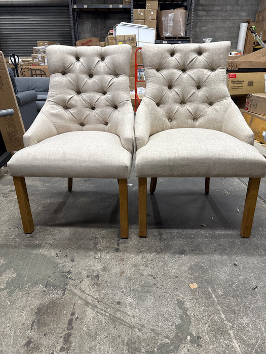 Pavilion Upholstered Dining Chairs Set of 2, Fabric Side Dining Room Chairs with Tufted Button - new