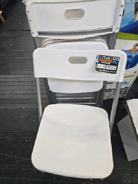 Mainstays Resin Seat & Back Folding Chair, White, 4-Pack - open_box