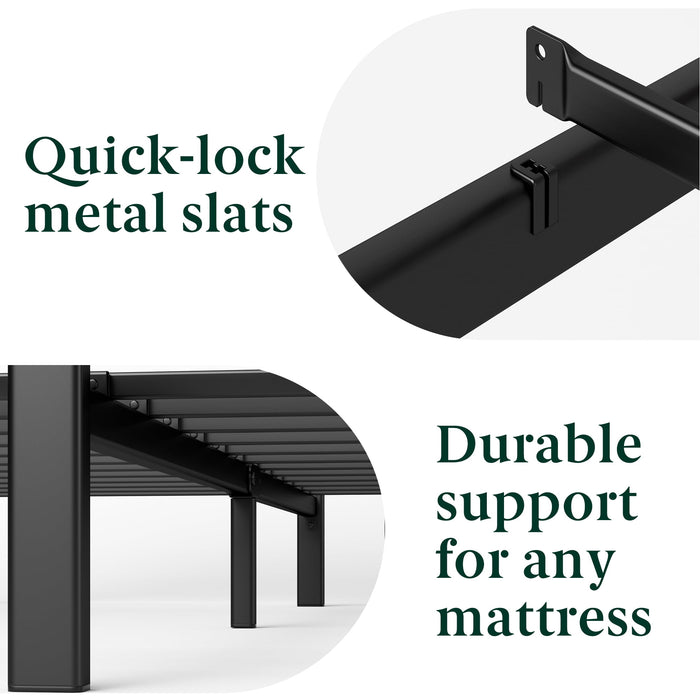 Zinus 35" Shen Bamboo Wood and Metal Platform Bed Frame, Queen - new