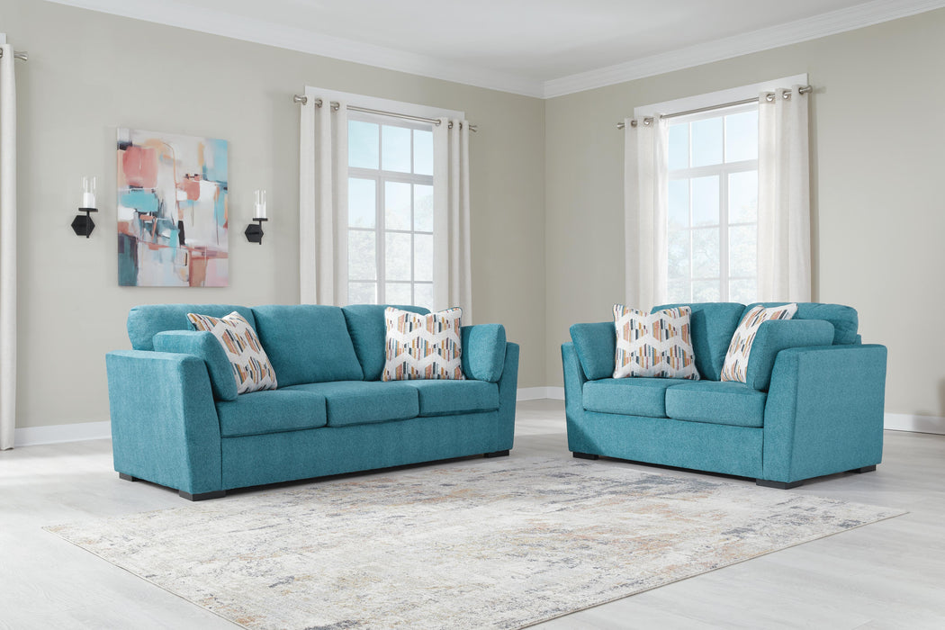 Keerwick Teal Keerwick Sofa and Loveseat