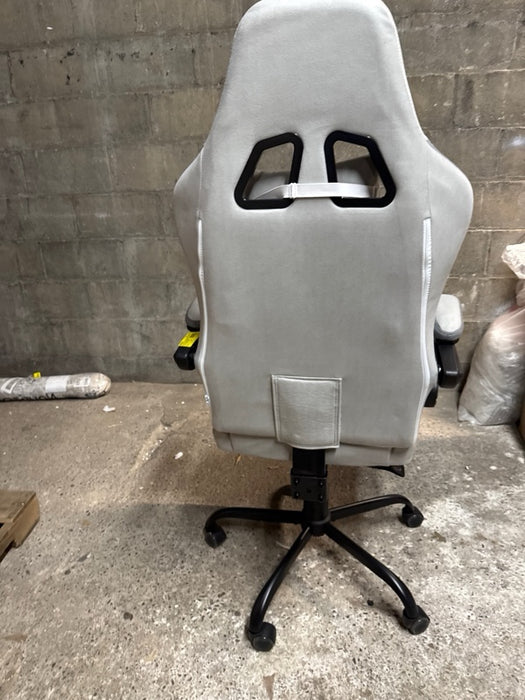 GTRACING GTW-300 Ergonomic Adjustable Height Reclining Fabric Gaming Chair , White/Gray - open_box