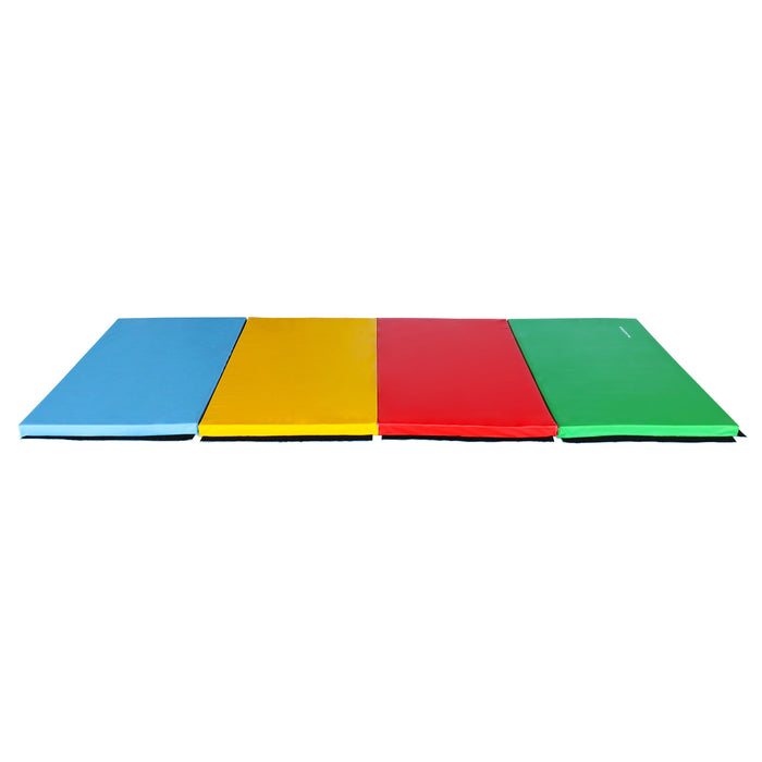 BalanceFrom All-Purpose 4 Ft. x 10 Ft. x 2 In. Extra Thick High Density Anti-Tear Gymnastics Flooring Gym Folding Exercise Aerobics Mats, Multi Color - open_box