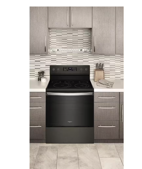 Whirlpool 30 in. 5.3 cu. ft. 5 Burner Element Electric Range in Black Stainless Steel - display_model