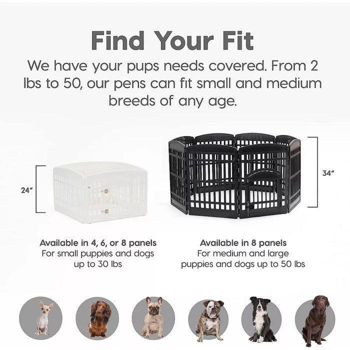IRIS 4-10Panel 24/34"H Foldable Exercise Enclosure Plastic Pet Playpen with Door - open_box