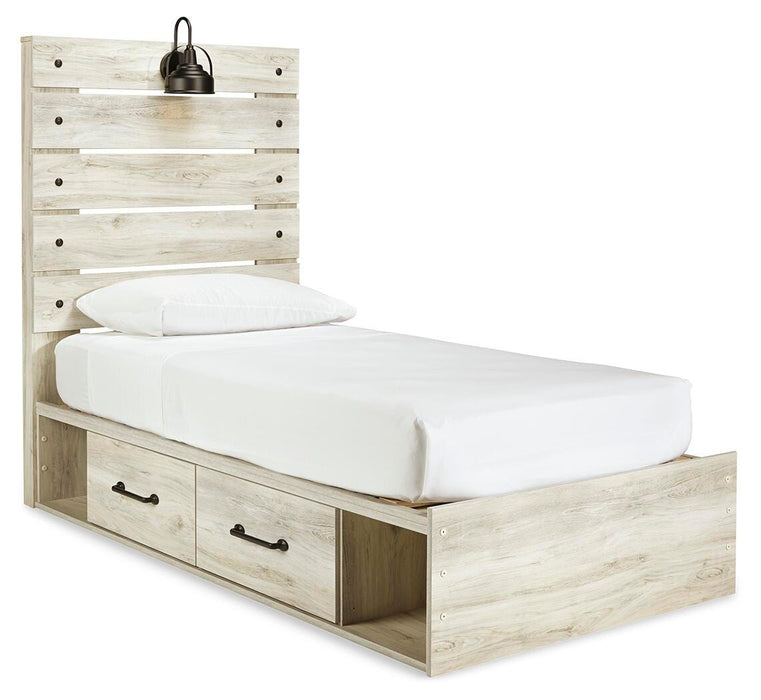Cambeck Whitewash Cambeck Twin Panel Bed with 2 Storage Drawers