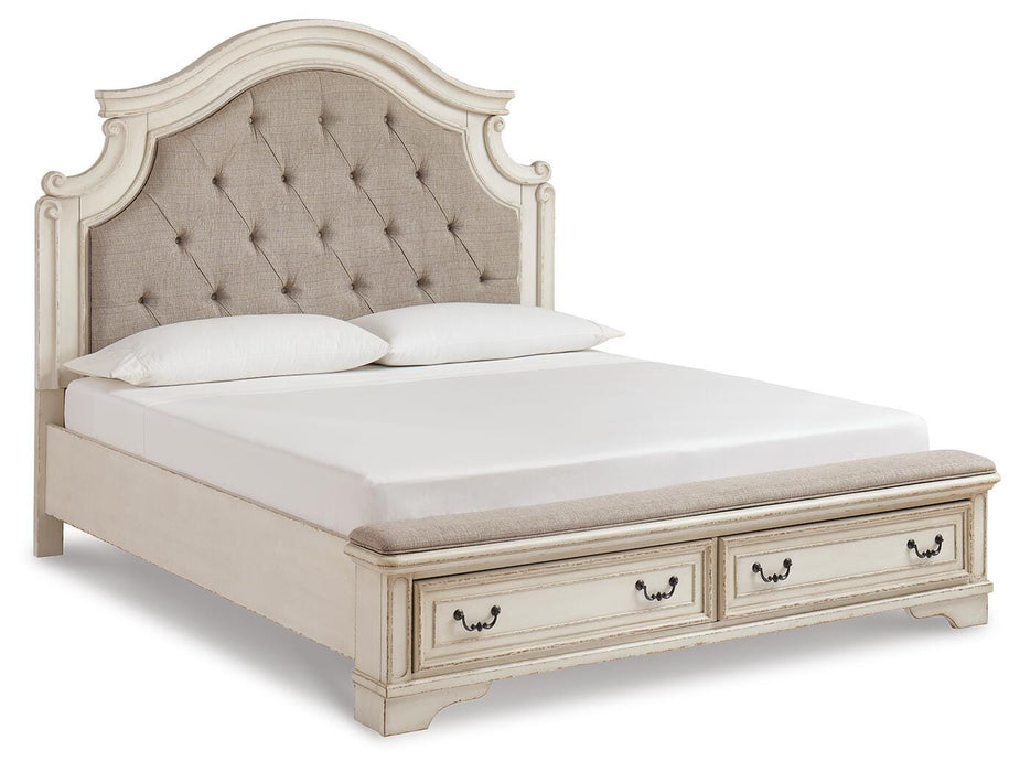 Realyn Two-tone Realyn King Upholstered Storage Bed - Brand New