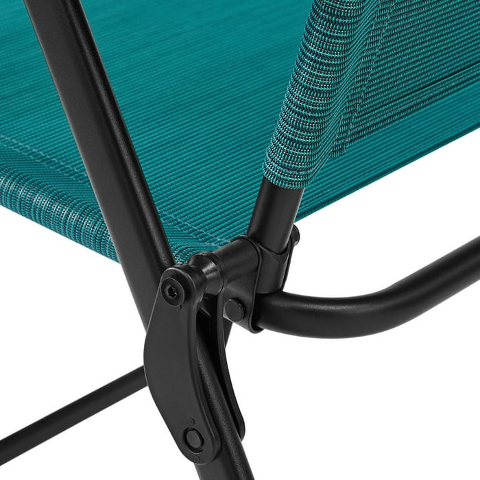 (2 pack) Mainstays Greyson Steel and Sling Folding Outdoor Patio Armchair - 2 Pack, Teal - new