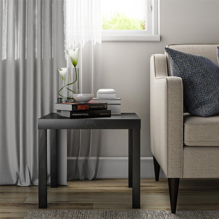 Mainstays Parsons End Table, Black Oak - new