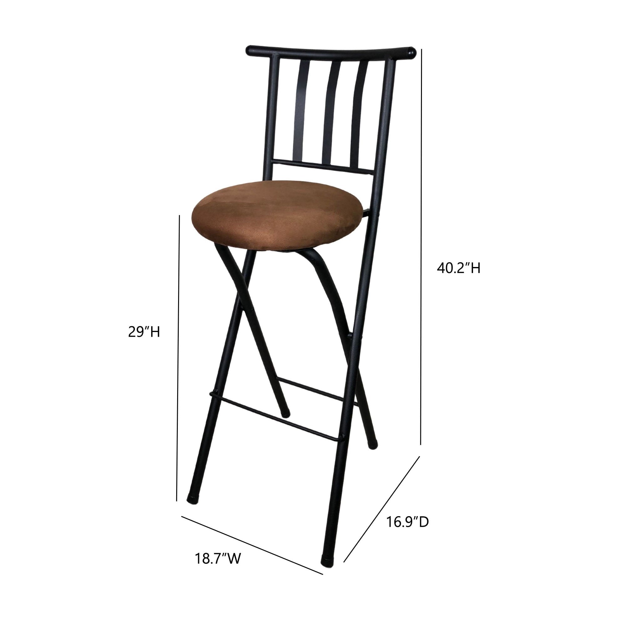 Mainstays Indoor Metal Folding Stool with Slat Back and Microfiber Seat - new