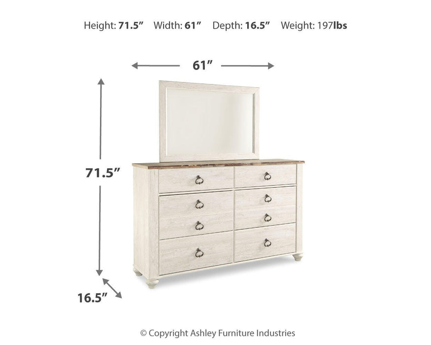 Willowton Whitewash Willowton Dresser and Mirror