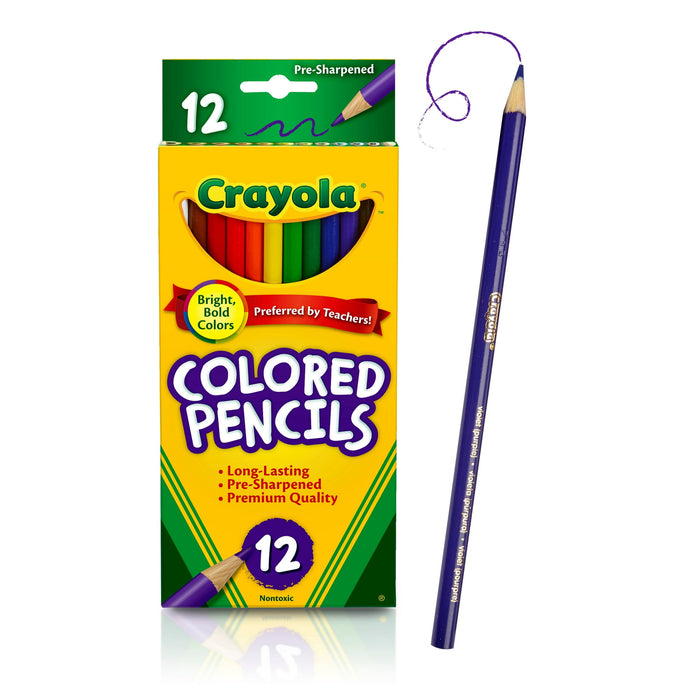 Crayola Colored Pencil Set, 12 Ct, Back to School Supplies for Kids, Classroom Supplies, Teacher Gift - new