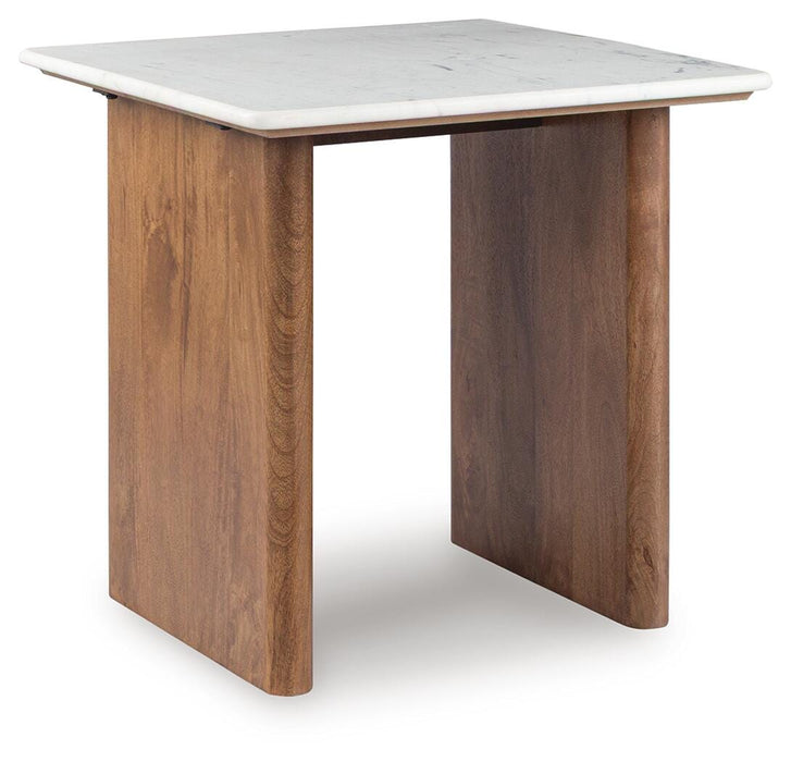 Isanti Light Brown/White Square End Table