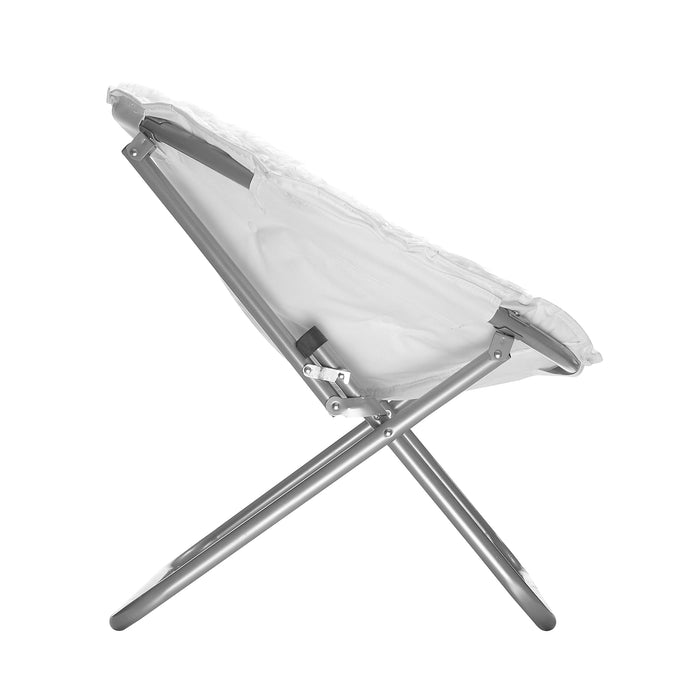 Urban Lifestyle Mongolian Faux Fur Saucer Chair, Off White - open_box