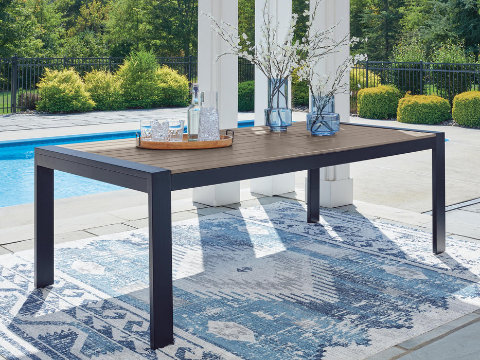 Mabry Shores Navy Blue/Driftwood RECT Dining Table w/UMB OPT