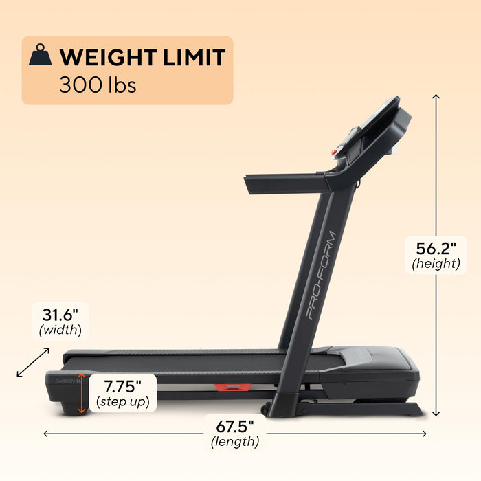ProForm Carbon TL; Treadmill for Walking and Running with 5” Display, Built-in Tablet Holder and SpaceSaver Design - open_box