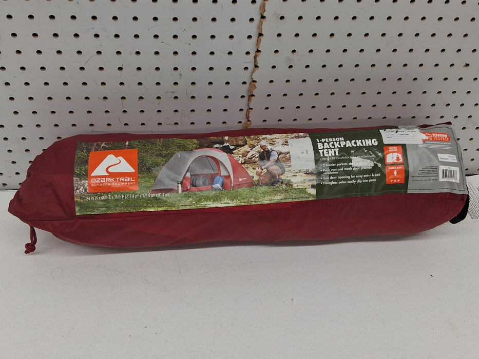 Ozark Trail 1-Person Backpacking Tent with Large Door for Easy Entry, Carry Weight-4.4lbs. - use_like_new