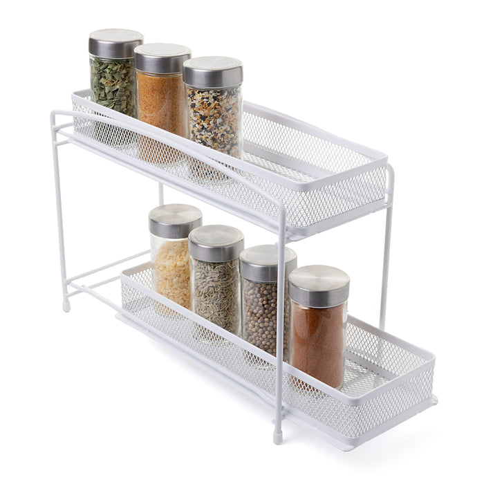 Mainstays 2-Tier Pull-Out Spice Organizer, White, 4.5" x 11" - new