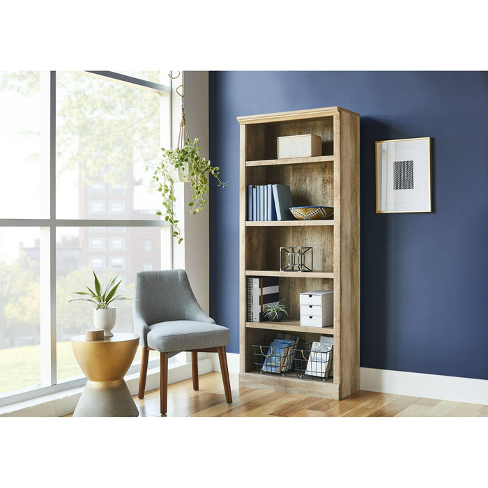 Better Homes & Gardens 71" Crossmill 5 Shelf Bookcase with Doors, Weathered Wood Finish - new