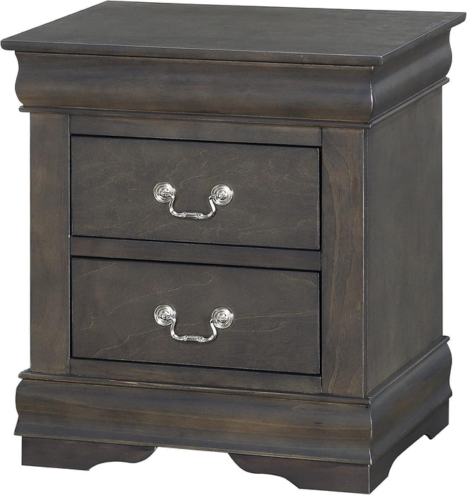 Traditional 2-Drawer Nightstand with Metal Handles, Fully Assembled, 21" L x 15" W x 24" H -