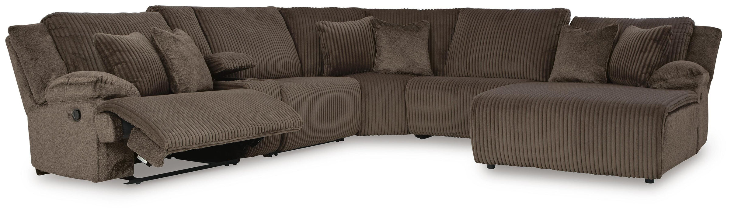 Top Tier Chocolate Top Tier 6-Piece Reclining Sectional with Chaise