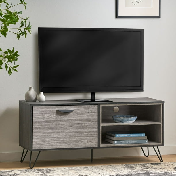 Modern TV Stand for 55 inch TV,Mid Century Modern TV Console, Entertainment Center with Storage for Living Room,Gray - open_box