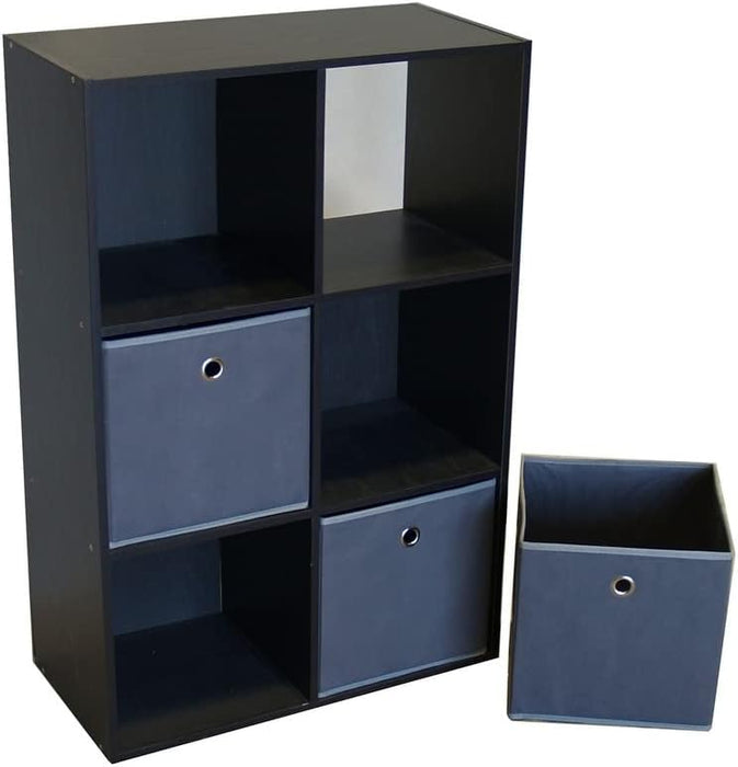 Proman Products 6 Cube Storage Organizer Bookcase, 36" H x 24" W x 12" D, Black - new