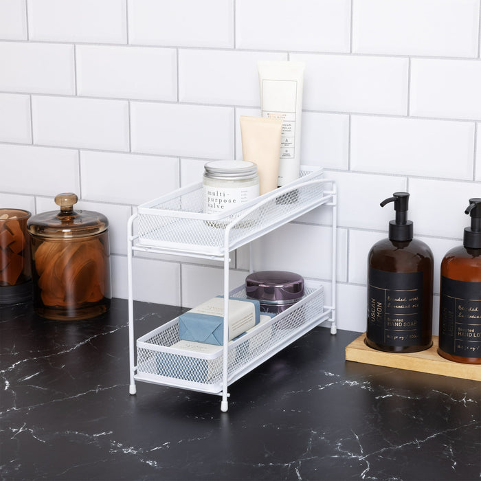 Mainstays 2-Tier Pull-Out Spice Organizer, White, 4.5" x 11" - new