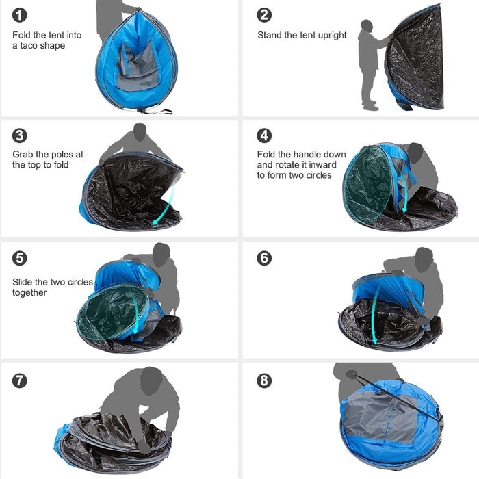 4 Person Pop Up Tents for Camping, CoPedvic Waterproof Instant Family Tents Upgraded Large Size with 2 Doors, Blue - new