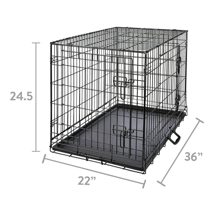 Vibrant Life Wire Dog Crate, Double-Door, Divider and Leak-Proof Tray, Metal, Foldable, Durable, Black, 36" - new