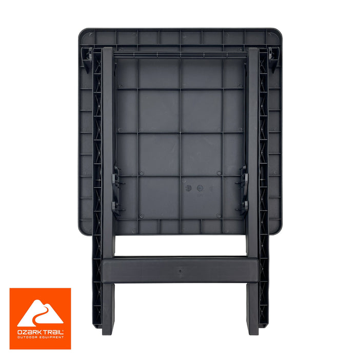 Ozark Trail 19-inch Plastic Folding Outdoor Camp Side Table, Brown Wood Print - new