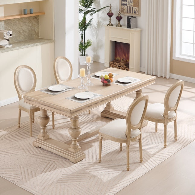 Streamdale Furniture Streamdale French Country Upholstered Dining Chairs Set of 2 Beige