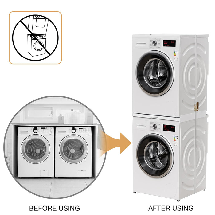 SEISSO Washer Dryer Stacking Kit, 23.5" Stacking Kit for Washing Machine & Dryer, Stainless Steel Laundry Stacking Kit with Fix Belt and Rubber Mats Fit for Front Load Washer and Dryer Combo