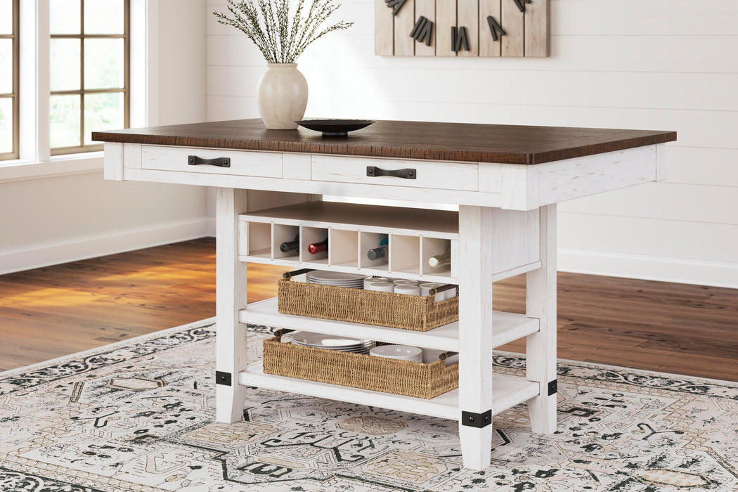 Valebeck White/Brown RECT Dining Room Counter Table