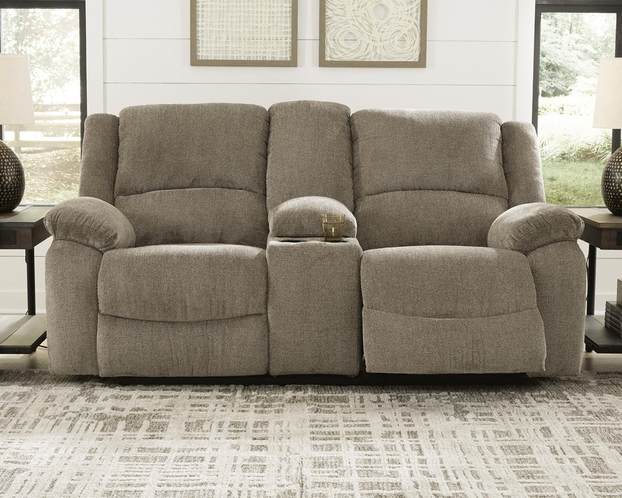 Draycoll Pewter DBL Rec Loveseat w/Console