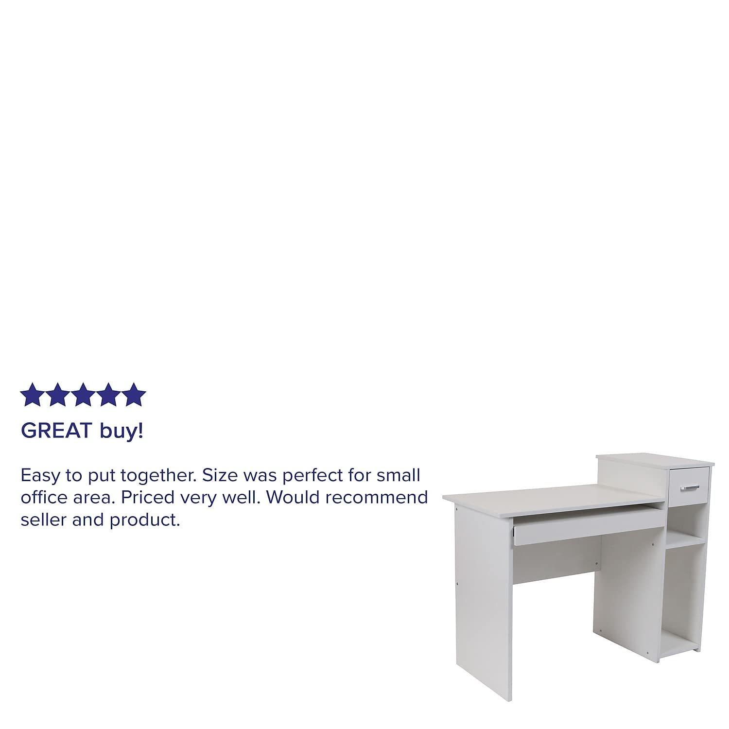 Flash Furniture Highland Park White Computer Desk with Shelves and Drawer - new