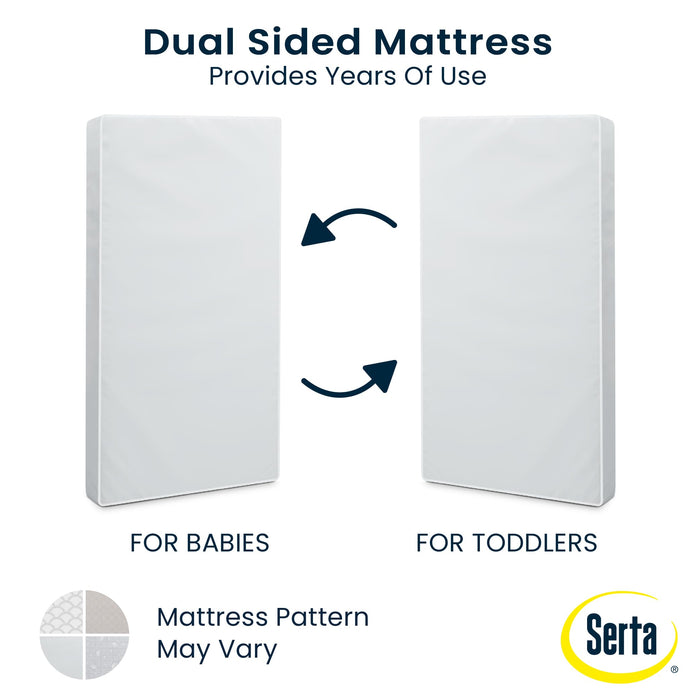 Serta Perfect Start Limited Dual Sided Baby Crib Mattress and Toddler Mattress, Breathable Fiber Core, GREENGUARD Gold Certified, Waterproof, 7 Year Warranty, Made in USA - new
