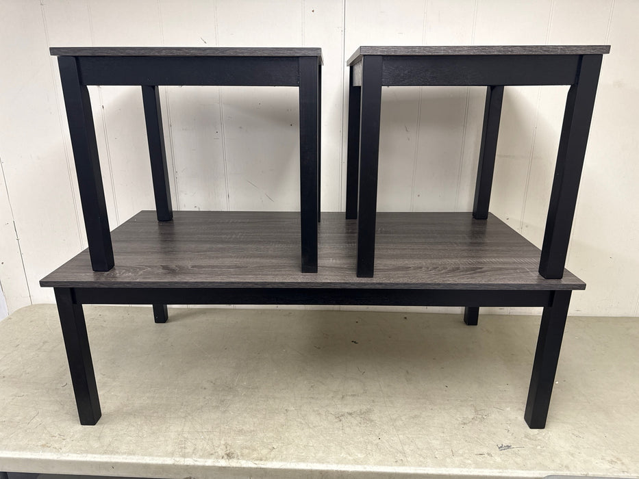 FM42900GY-3PK 3 pc Findlay grey finish wood faux wood finish top coffee and end table set -