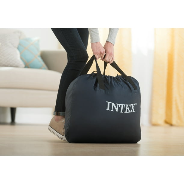 Intex Headboard 18" Queen Dura-Beam Deluxe Raised Air Bed Mattress with Built-in Pump - use_like_new