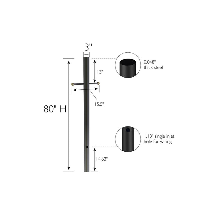 80-Inch Outdoor Lamp Post - Lamp Posts Outdoor Lighting for Driveways, Porches, Pathways, and Patios - Direct Burial Outdoor Post Light in Black, Design House WM750181 - open_box