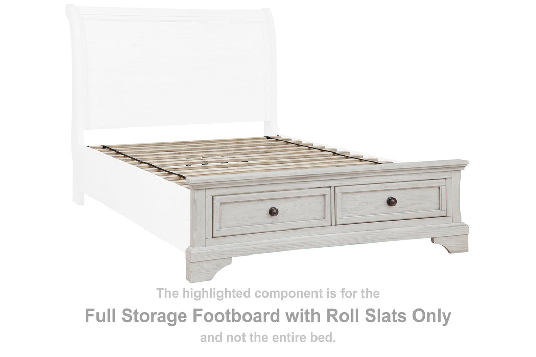 Robbinsdale Antique White Full Storage FTBD w/Roll Slats