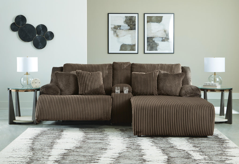 Top Tier Chocolate Top Tier 3-Piece Reclining Sectional Sofa with Chaise