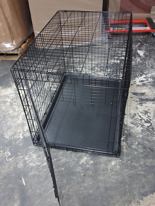 Vibrant Life Wire Dog Crate, Double-Door, Divider and Leak-Proof Tray, Metal, Foldable, Durable, Black, 36 in - new