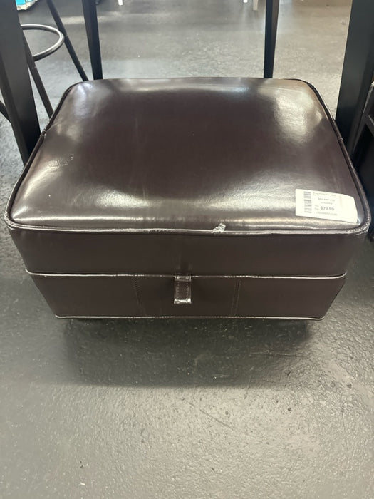 Agustus Leather Storage Ottoman Brown - Baxton Studio: Square Faux Leather, Wood Frame, 17" Height - new