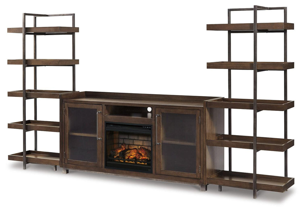 Starmore Brown/Gunmetal Starmore 3-Piece Wall Unit with Electric Fireplace