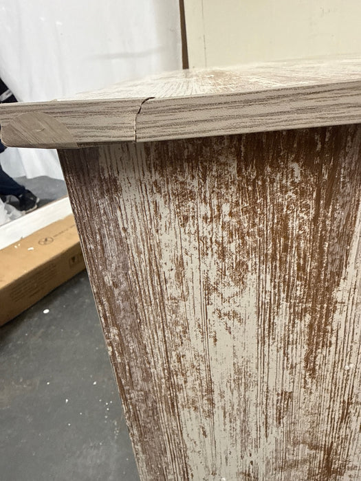 Uforic Shoe Cabinet with Sliding Door & Shoe Bench,Farmhouse Narrow Slim 5-Tier Adjustable Shoe Storage Organizer for 20 Pairs for Entryway, Foyer, Embossed White - new