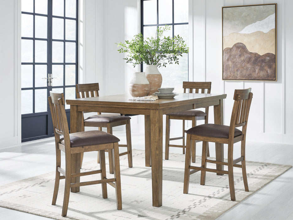 Broxtyn Light Brown Broxtyn Counter Height Dining Table and 4 Barstools